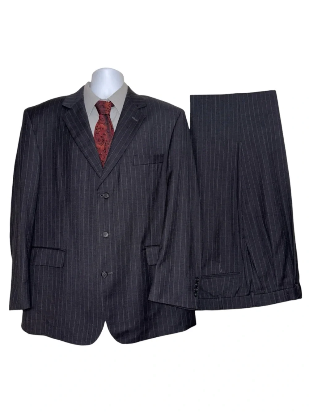 Men's Black Pinstripe 2 Piece Suit